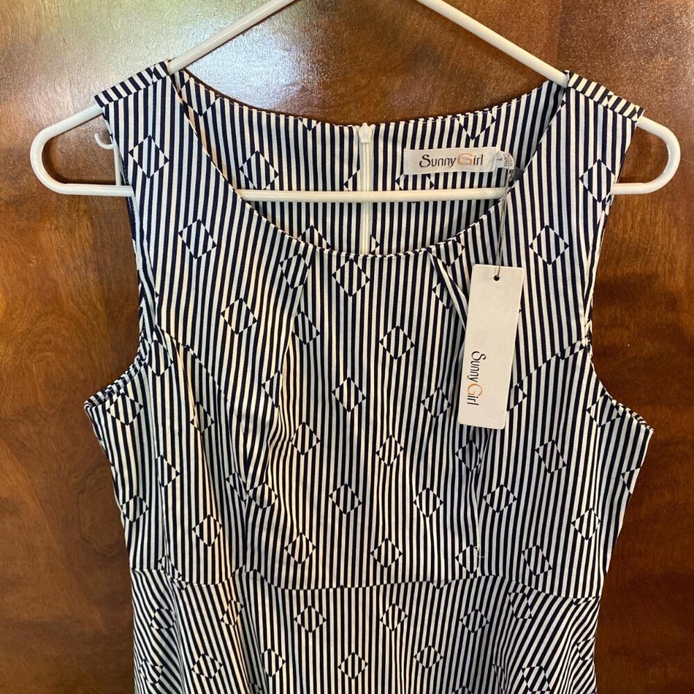 Sunny Girl Women's Blue and White Dress